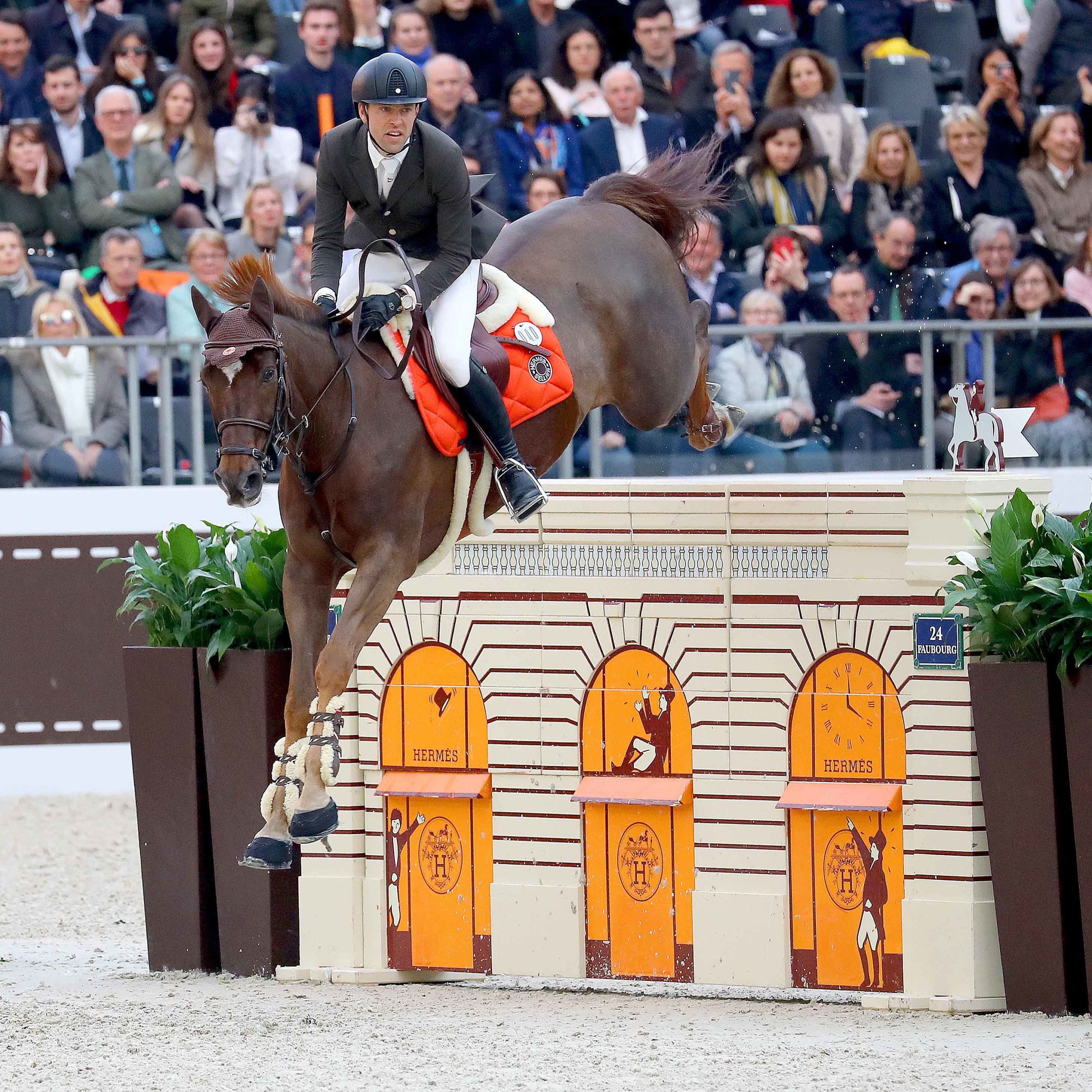Cheval qui saute un obstacle Hermès